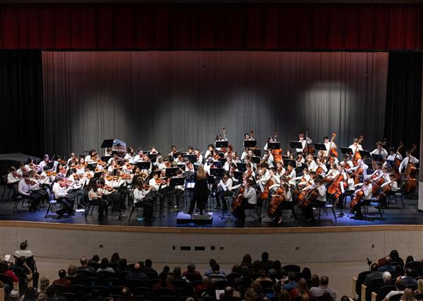 Students performing at the 2023-2024 All County Orchestra Concert